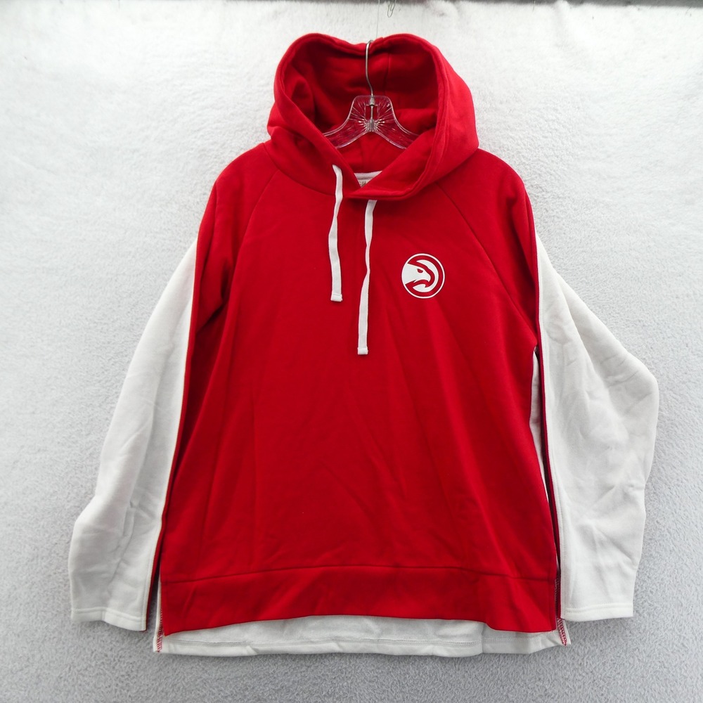 GIII 4Her Hoodie Women Medium Atlanta Hawks Red White Graphic Y2K‎ Pullover NBA